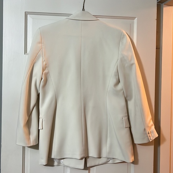 Zara longline white double breasted tuxedo style blazer jacket M - Picture 6 of 6